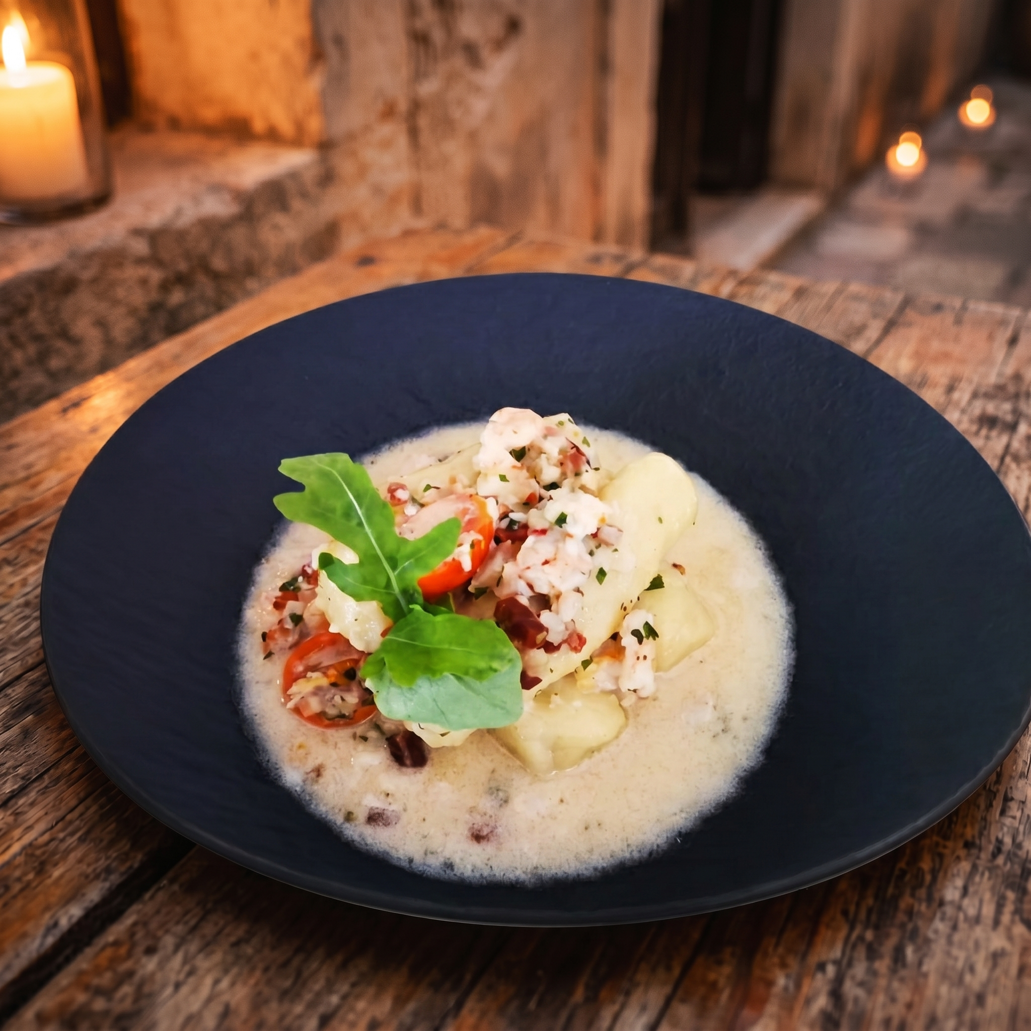 Njoki sa Škampima — creamy shrimp gnocchi